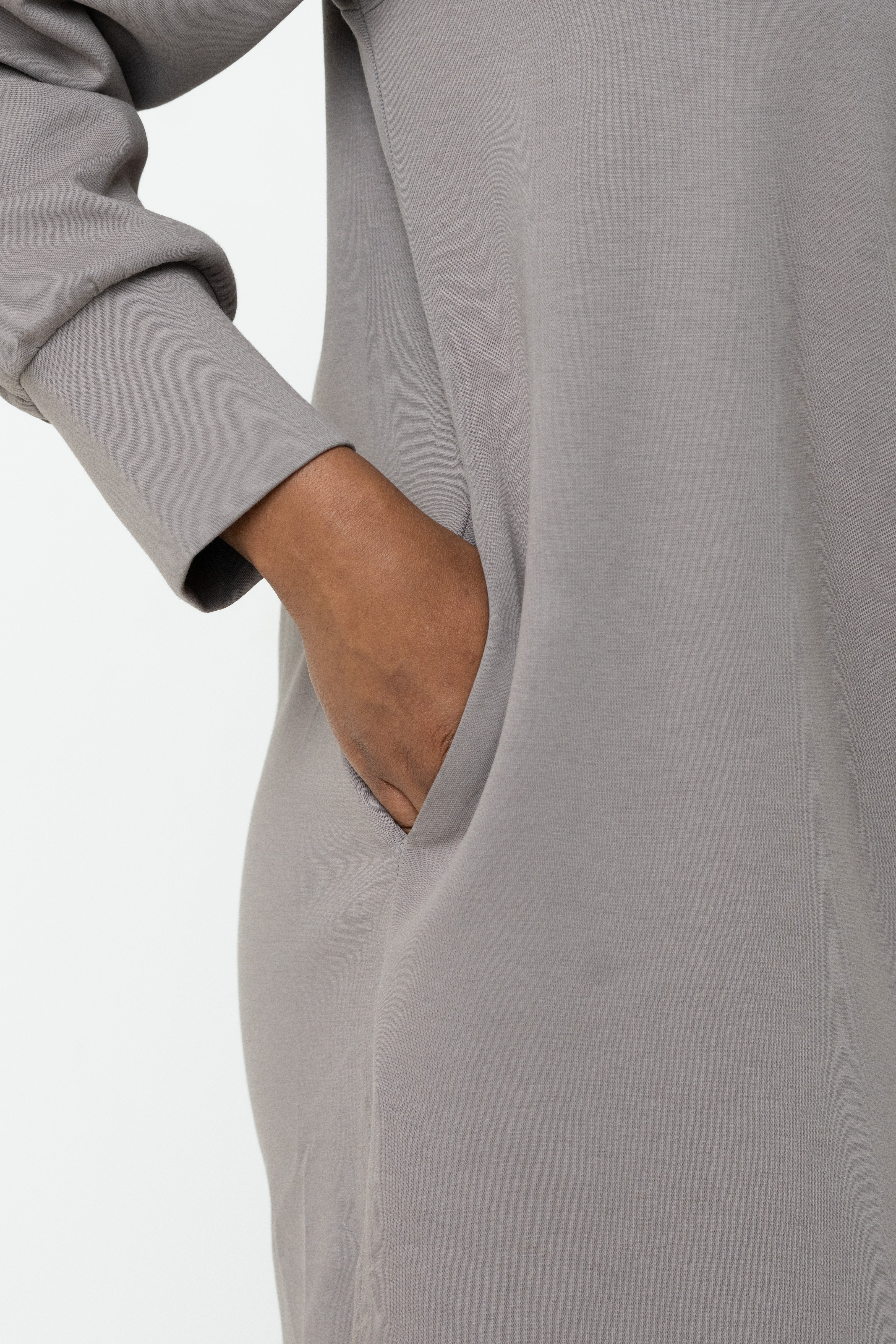 Grey Hooded Abaya (Zipped) - REST DAY CAPSULE - Image 5
