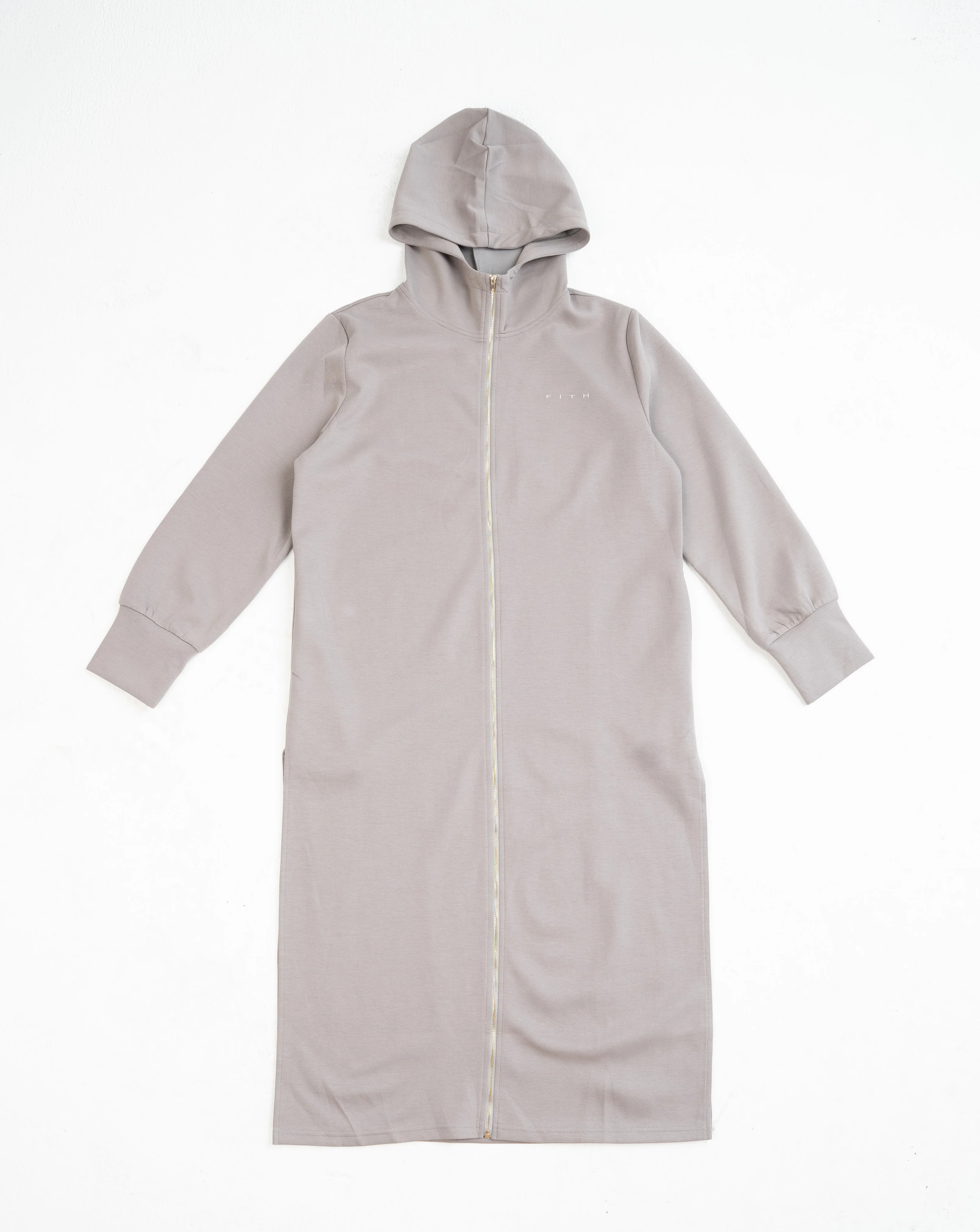 Grey Hooded Abaya (Zipped) - REST DAY CAPSULE - Image 9