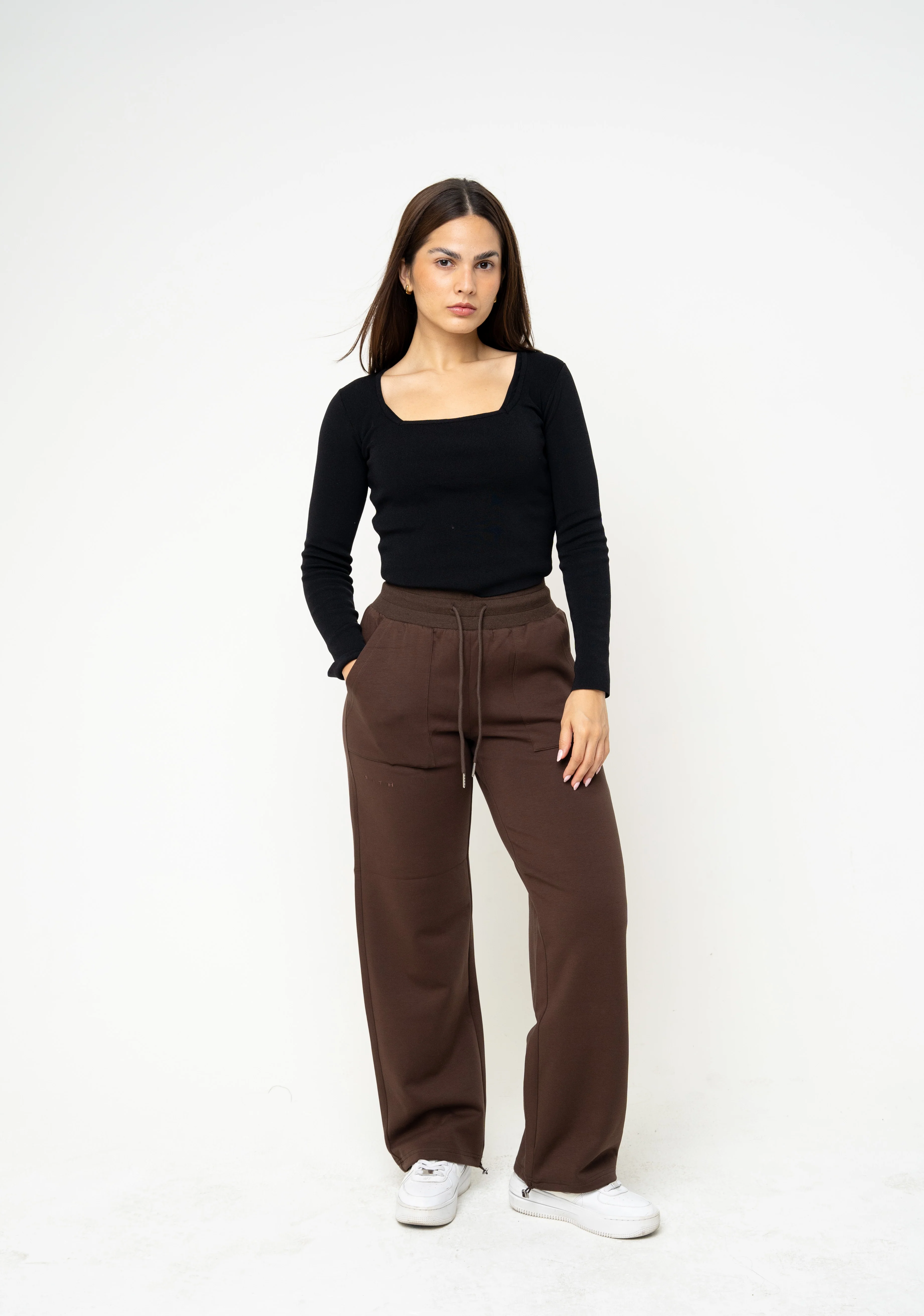 Brown High-Rise Relaxed Jogger Pants - REST DAY CAPSULE - Image 3